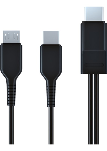 2'si 1 Arada Mikro USB C Kablo Mobilephone Şarj Cihazı Ayrıştırıcı Tel - Siyah (Yurt Dışından)