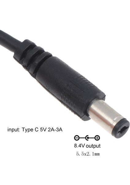 Tip -C Ila DC5521 Güç Kaynağı Adaptör Kablosu 8.4V Şarj Adaptör Kablosu Kablosu - Siyah (Yurt Dışından)