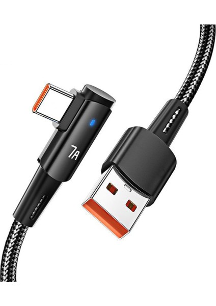 USB C Kablosu 7A/100W （20V/5A） Type Şarj Cihazı Hızlı Şarj Kablosu Sağ Açı - Siyah (Yurt Dışından)