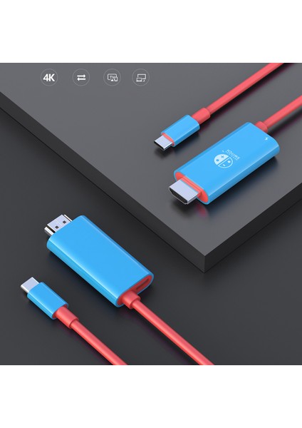 USB C Ila HDMI Uyumlu Kablo 2m Anahtar Bilgisayar Için Type-C Dönüştürücü Kablosu - Mavi (Yurt Dışından)