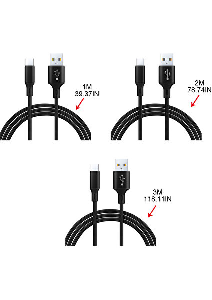 Senkronizasyon Veri Transfer Kablosu Akıllı Telefon Tablet Type-C Naylon Örgülü Şarj Kablosu - Siyah (Yurt Dışından)