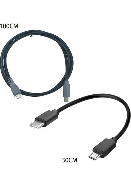 30/100CM Standarttype-C-Mikro USB Kablo Uzunluğu Tüm Type Port Için Kullanım - Siyah (Yurt Dışından)