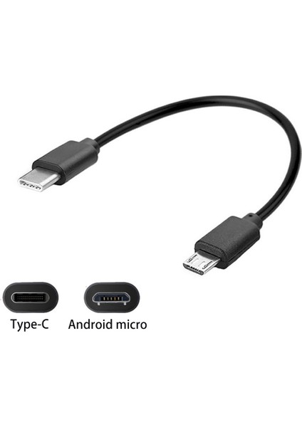 30/100CM Standarttype-C-Mikro USB Kablo Uzunluğu Tüm Type Port Için Kullanım - Siyah (Yurt Dışından)