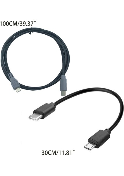 30/100CM Standarttype-C-Mikro USB Kablo Uzunluğu Tüm Type Port Için Kullanım - Siyah (Yurt Dışından)