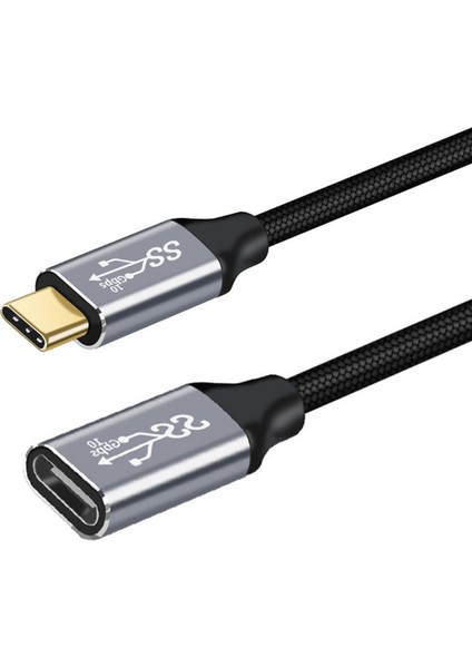 USB C3.1 Type-C Uzatma Kablosu 100W Usb-C Erkek-Kadın Gen 2 Genişletici Kablosu - Siyah (Yurt Dışından)