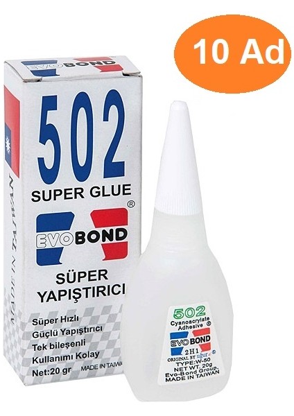 Evobond 502 Süper Hızlı Japon Yapıştırıcı (20 Gr) 10 Adet