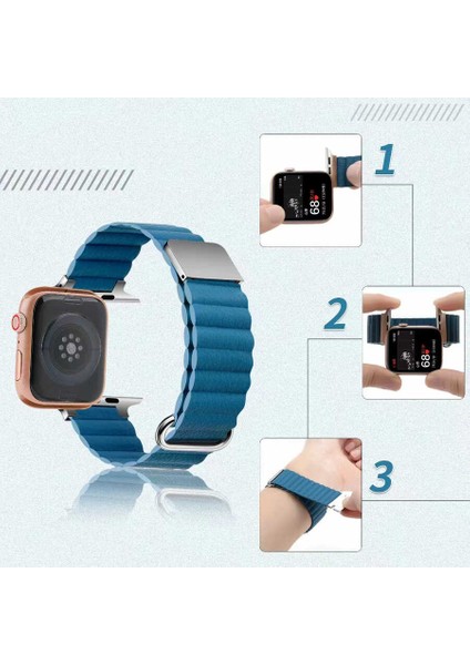 Apple Watch 7 41MM Kordon/kayış Magnetik Yapışma Metal Pu Deri Kordon/kayış