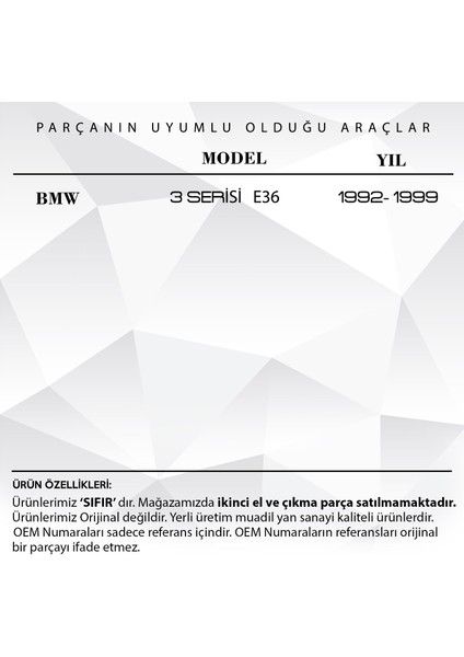 BMW 3 Serisi E36 İçin Sağ Sol Sunroof Tamir Sağ-Sol Set - Dişlili fiyatları