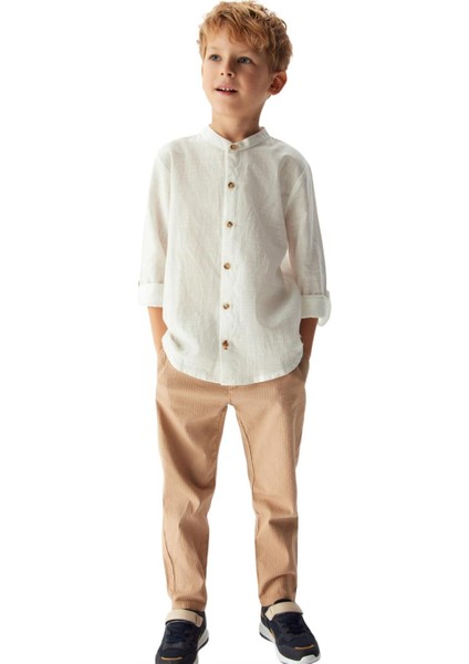 Erkek 4-8 Yaş Çocuk Dokuma Pantolon 64717 Camel