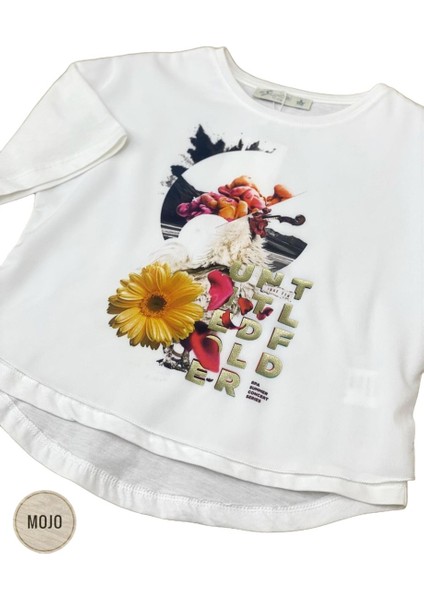 Mojo Kız Çocuk Baskılı Kısa Kol T-Shirt 35513 Ekru fırsatları