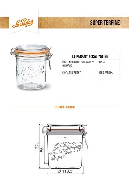 Super Terrines Klipsli/contalı Cam Kavanoz 750ML (4 Adet)
