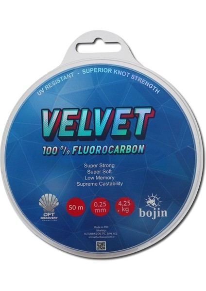 Bojin Velvet Fluorocarbon 50 M 0.25 mm Misina