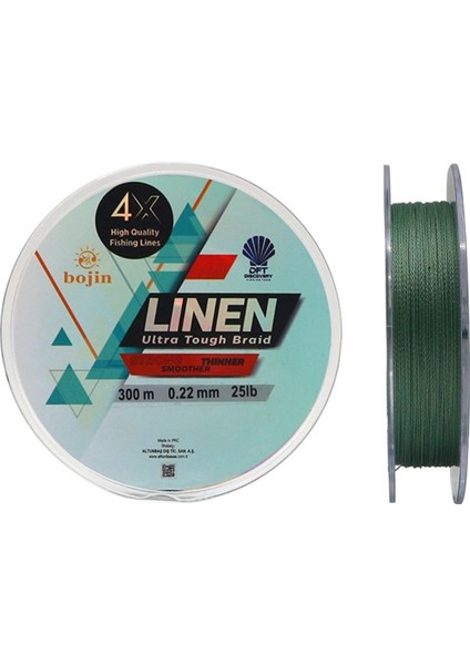 Bojin 4x Linen Ip Misina 0.22 mm 300 M Yeşil