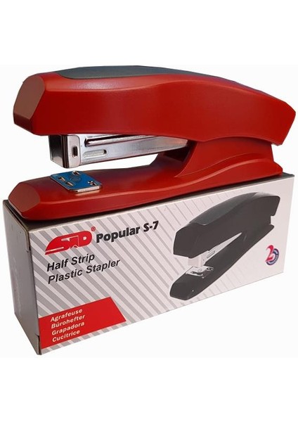 Zımba Makinesi Kırmızı 24/6 S-7 1 Paket Büro Ofis Büyük Zımba Makinası