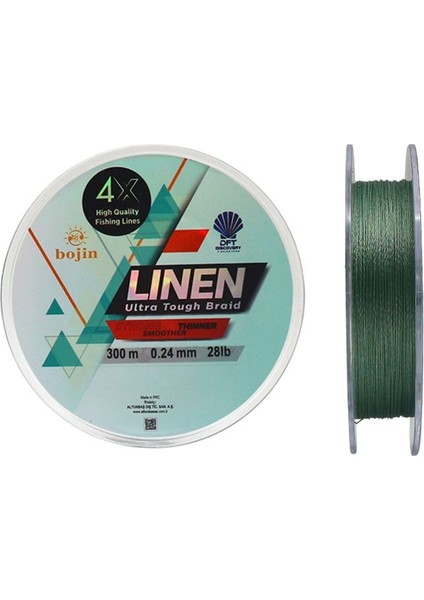Bojin 4x Linen Ip Misina 0.24 mm 300 M Yeşil