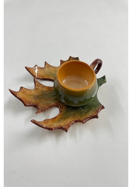 Dekoratif Yaprak Figürlü Kahve Fincanı Seti Tekli fiyatları