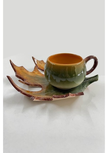 Dekoratif Yaprak Figürlü Kahve Fincanı Seti Tekli modelleri