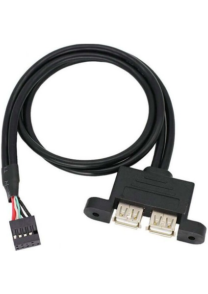 9 Pin Anakark Jumper Soketi To 2x USB A Dişi Panel Tipi Kablo - 30CM