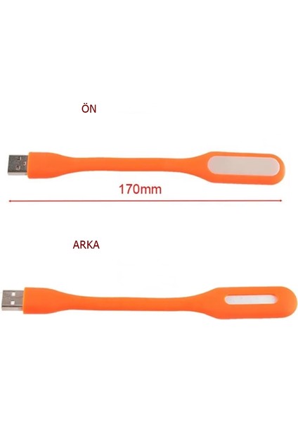 Esnek Taşınabilir USB LED Işık Lamba Gece Lambası ( 2 Adet ) Tüm USB Girişleriyle Uyumlu 17CM