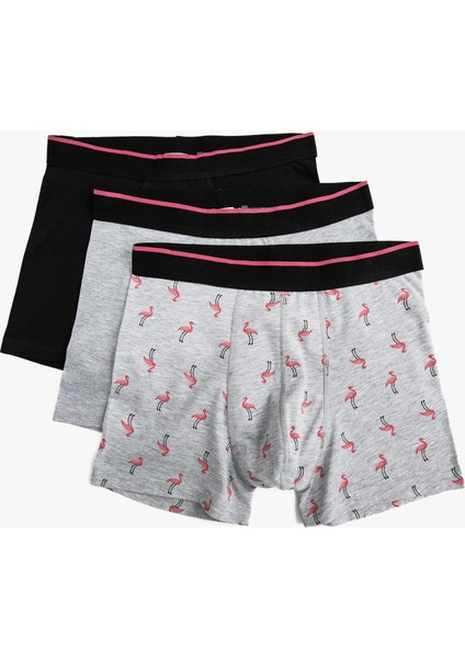 3'lü Boxer Seti Flamingo Baskılı