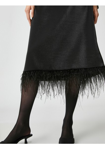 Melis Ağazat XKoton - Tüy Detaylı Saten Midi Etek indirimleri