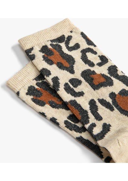 Leopar Desenli Soket Çorap