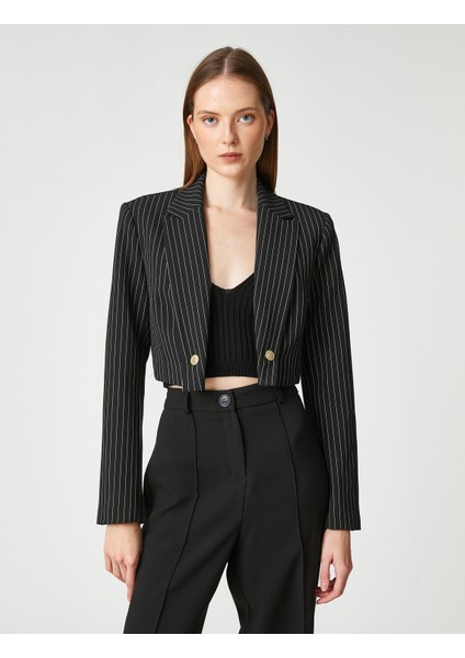 Crop Blazer Ceket Düğme Detaylı modelleri