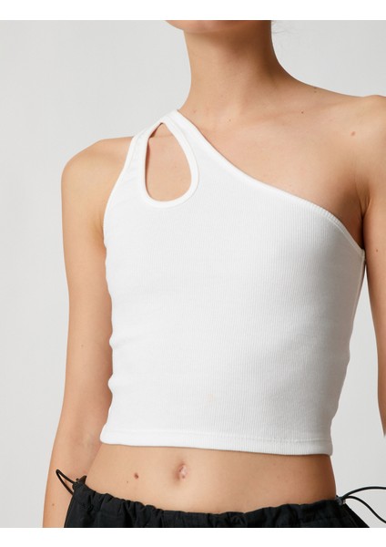 Crop Atlet Tek Omuz Pencere Detaylı Fitilli indirimleri