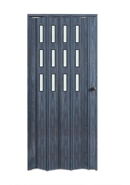 115 x 215 Antrasit Renk Camlı Pvc Akordiyon Kapı - Frnakmodel-1-87