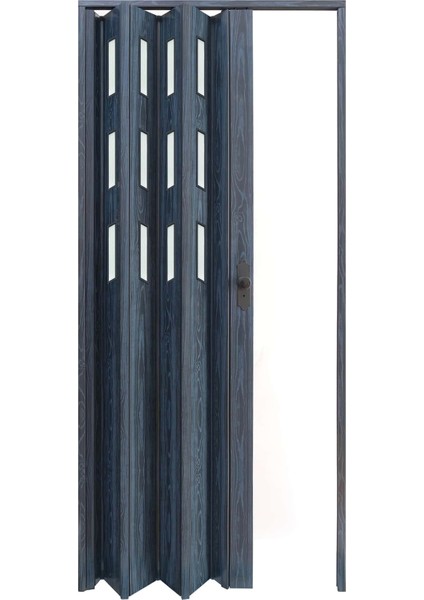 115 x 215 Antrasit Renk Camlı Pvc Akordiyon Kapı - Frnakmodel-1-87