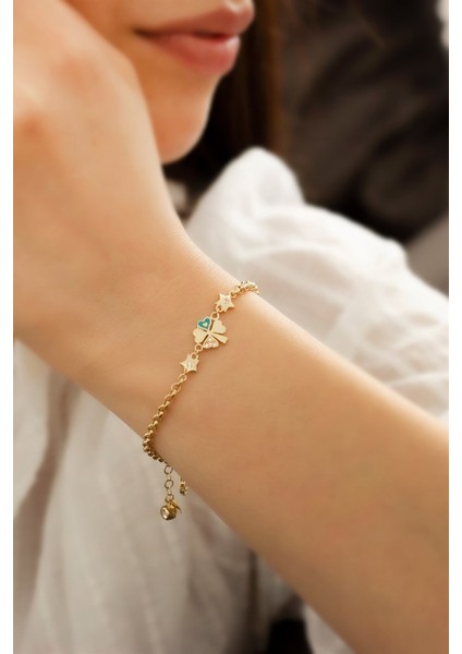 Altın Kalpli Yonca Bileklik