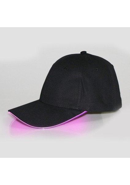 LED Işıklı Beyzbol Şapkası Erkek Dış Mekan Floresan Sunhat Stil: Şarj Edilebilir Renk: Siyah Şapka Pembe Işık (Yurt Dışından)