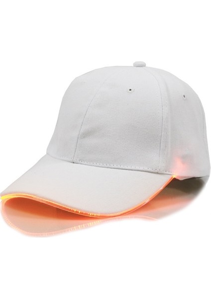 Szykd LED Işıltılı Beyzbol Şapkası Erkek Dış Mekan Floresan Sunhat Stil: Renk: Beyaz Şapka Turuncu Işığı  (Yurt Dışından)