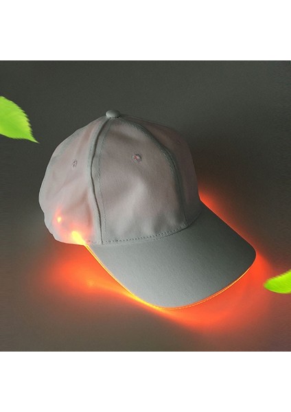 Szykd LED Işıltılı Beyzbol Şapkası Erkek Dış Mekan Floresan Sunhat Stil: Renk: Beyaz Şapka Turuncu Işığı  (Yurt Dışından)