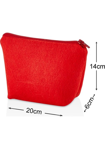 Makyaj Çantası Kırmızı Keçe Malzemeden 20 x 6 x 14 cm Boyutunda Pratik Kullanım fiyatları