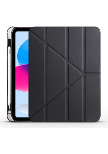 Apple iPad 10.9 2022 (10.nesil) Tri Folding Kalem Bölmeli Standlı Kılıf