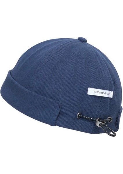 Sonbahar ve Kış Drawstring Dome Hip Hop Şapkası Saçak Olmadan Boyut: Tek Beden Mavi (Yurt Dışından)