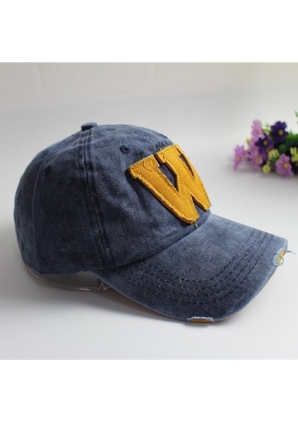 Alfabe Deseni Tuval Beyzbol Şapkası Denim Mavisi (Yurt Dışından) modelleri