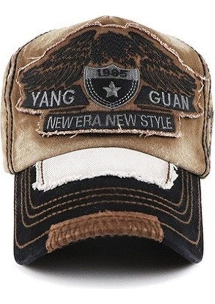 Yang Guan Eagle Desen Işlemeli Yıkanmış Beyzbol Kapağı Güneş Koruma Kapağı Boyut: 54CM Kahve (Yurt Dışından) modelleri