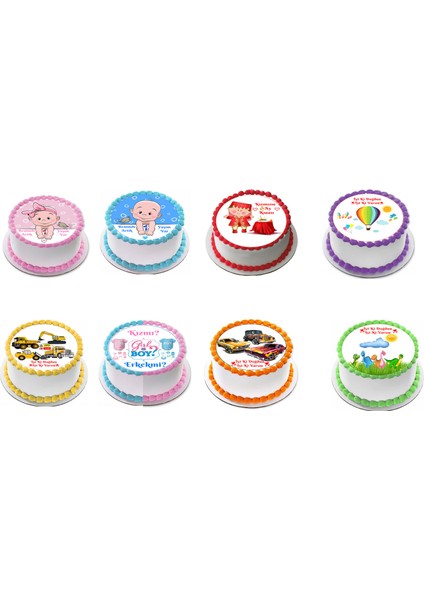 Yenilebilir Pasta Resmi İyi Ki Doğdun Pembe Gri Model Pirinç Kağıdından 6-8-10 Kişilik Pastaya Uygun 16 cm fiyatları
