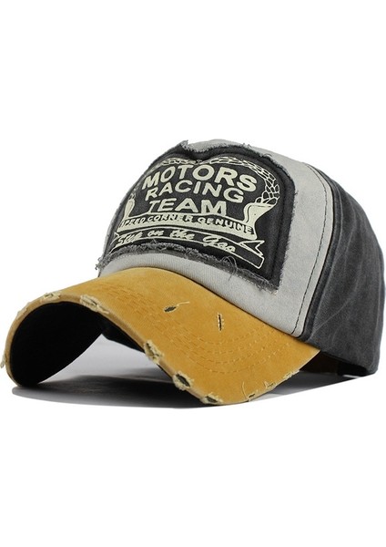 Yetişkin Renk Kontrast Retro Mektup Beyzbol Kapağı Sarı + Siyah (Yurt Dışından)