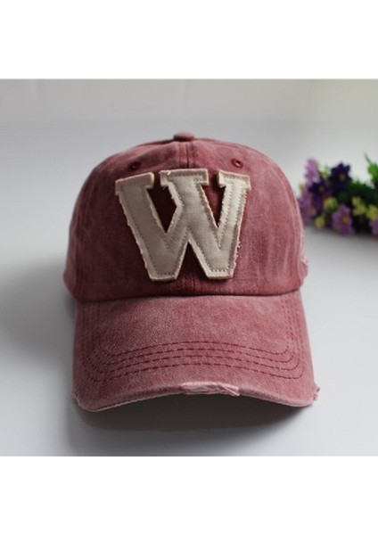 Alfabe Deseni Tuval Beyzbol Şapkası Şarap Kırmızısı (Yurt Dışından) fiyatları