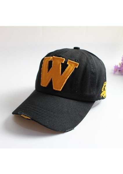 Alfabe Deseni Tuval Beyzbol Şapkası Siyah (Yurt Dışından)