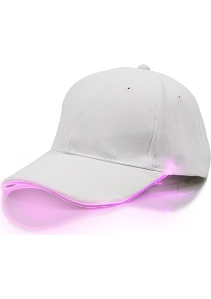 Szykd LED Işıklı Beyzbol Şapkası Erkek Dış Mekan Floresan Sunhat Stil: Şarj Edilebilir Renk: Beyaz Şapka Pembe Işık  (Yurt Dışından)