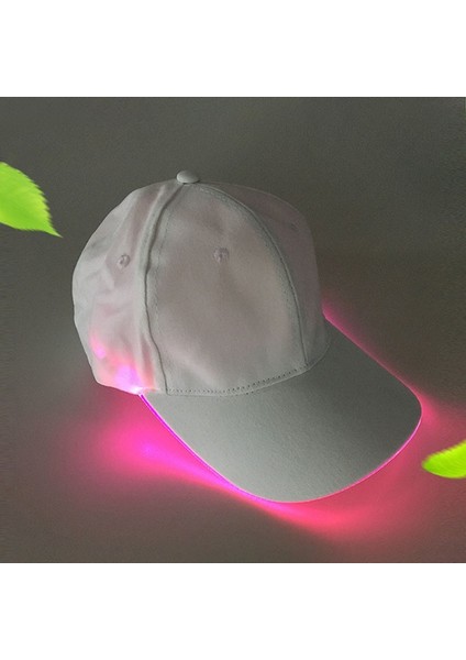 Szykd LED Işıklı Beyzbol Şapkası Erkek Dış Mekan Floresan Sunhat Stil: Şarj Edilebilir Renk: Beyaz Şapka Pembe Işık  (Yurt Dışından)