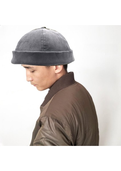 A16 Sonbahar ve Kış Kadife Kısa Retro Beanie Erkekler ve Kadınlar Için Boyut: Bir Beden Gri (Yurt Dışından) modelleri