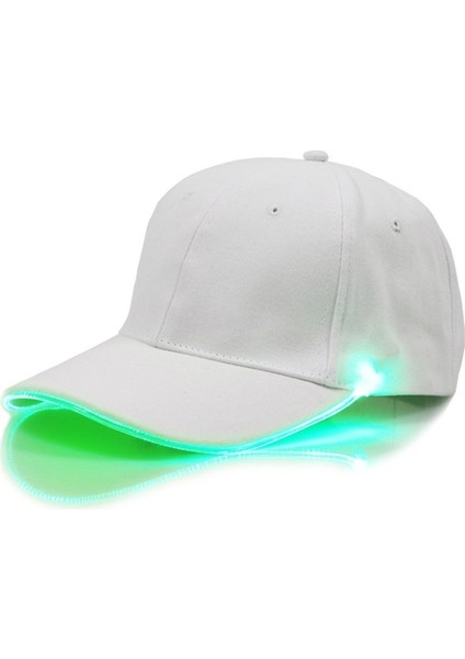 LED Işıklı Beyzbol Şapkası Erkek Dış Mekan Floresan Sunhat Stil: Şarj Edilebilir Renk: Beyaz Şapka Yeşil Işık (Yurt Dışından)