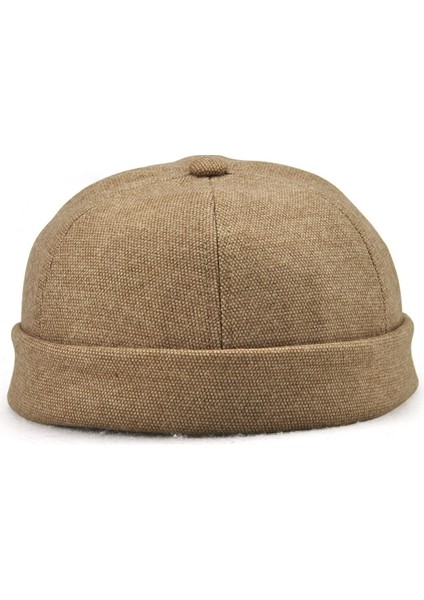 G12788 Demir Mark Street Melon Skullcap Retro Flanşlı Ev Sahibi Şapkası Kalmadan Boyut: 58CM Derin Bej (Yurt Dışından)