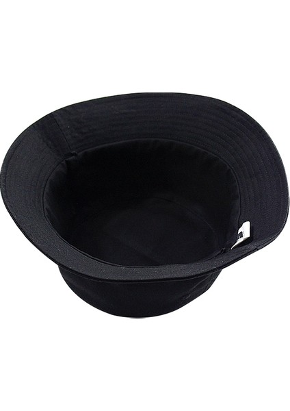 Düz Renkli Pamuklu Çift Taraflı Giyilebilir Balıkçı Şapkası Kadınlar Için Boyut: L Siyah (Yurt Dışından)