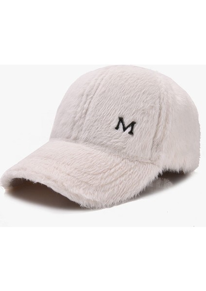 Kalınlaştırılmış Tavşan Kürk Peluş Beyzbol Şapkası Boyut: Ayarlanabilir Beyaz (Yurt Dışından)